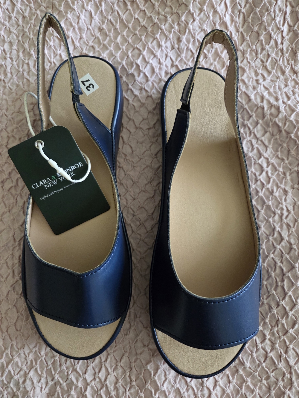 Navy Slingback Open-Toe Sandals